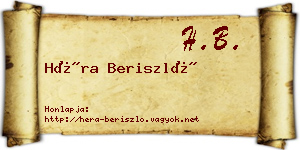 Héra Beriszló névjegykártya